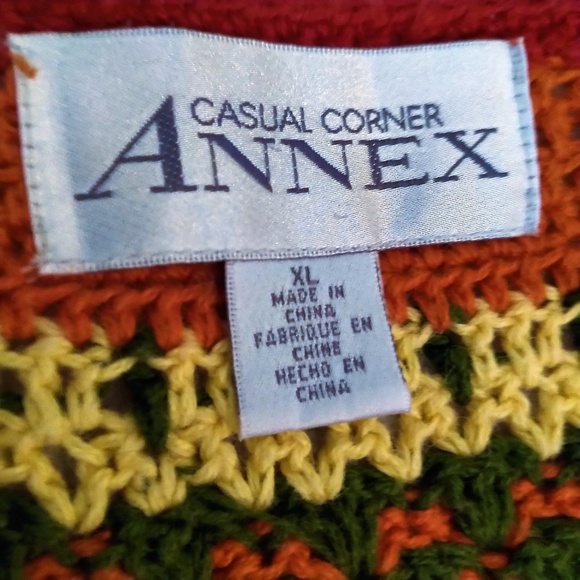 Vintage Casual Corner Annex Crochet Cardigan EUC XL - Picture 3 of 5
